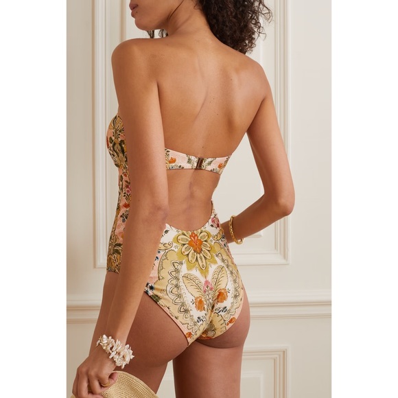 Zimmermann Scarf-Print Strapless One Piece Swimsuit - Picture 5 of 15